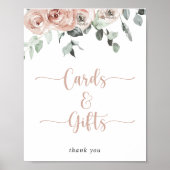 Klassische rosafarbene Rosenblütenkarten und Gesch Poster (Vorne)