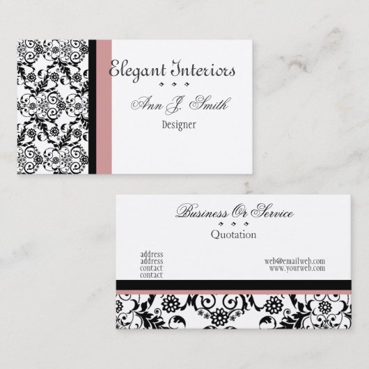 Klassische rosafarbene Seitenkollektoren Visitenkarte (Vorne/Hinten)