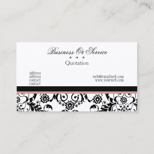 Klassische rosafarbene Seitenkollektoren Visitenkarte (Rückseite)