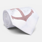 Klassische Rose Gold Glitzer Anker & weißer Marmor Krawatte (Gerollt)