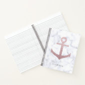 Klassische Rose Gold Glitzer Anker & weißer Marmor Notizblock (Innenseite)