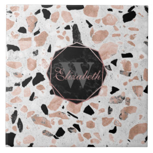 Klassische Rose Gold Vintager Marmor abstrakte Ter Fliese