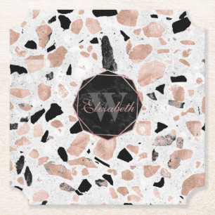 Klassische Rose Gold Vintager Marmor abstrakte Ter Untersetzer