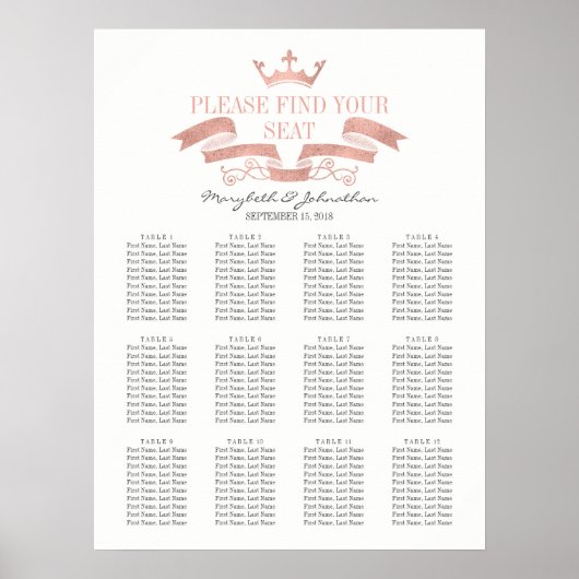 Klassische Rose Gold Wappen Hochzeitssymbole Poster (Vorne)