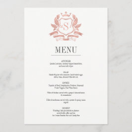 Klassische Rose Gold Wappen Wedding Menu Card Menükarte