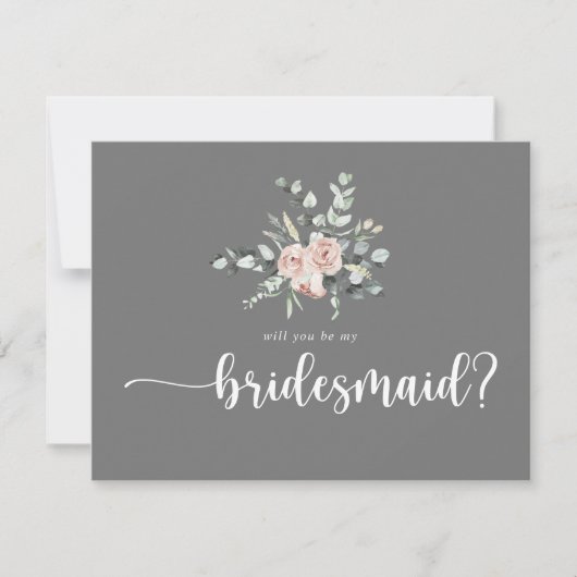 Klassische Rose Grau Bridesmaid Vorschlag Note Car Mitteilungskarte (Vorderseite)
