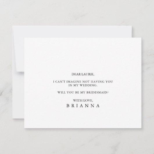 Klassische Rose Grau Bridesmaid Vorschlag Note Car Mitteilungskarte (Rückseite)