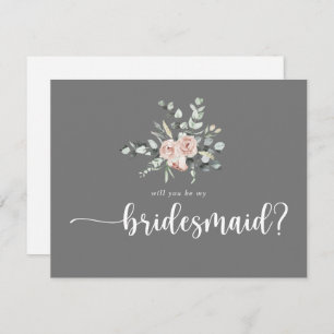 Klassische Rose Grau Bridesmaid Vorschlag Note Car Mitteilungskarte