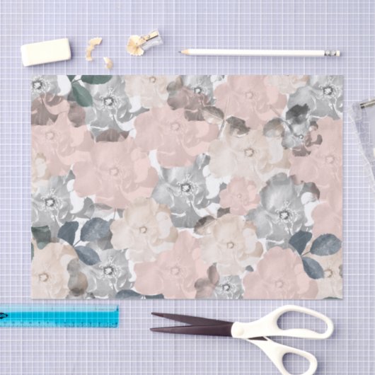 Klassische Rose in Rosa und Schwarz Seidenpapier (Handwerk)