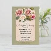 Klassische Rose QR Code Probe Abendessen Einladung (Stehend Vorderseite)