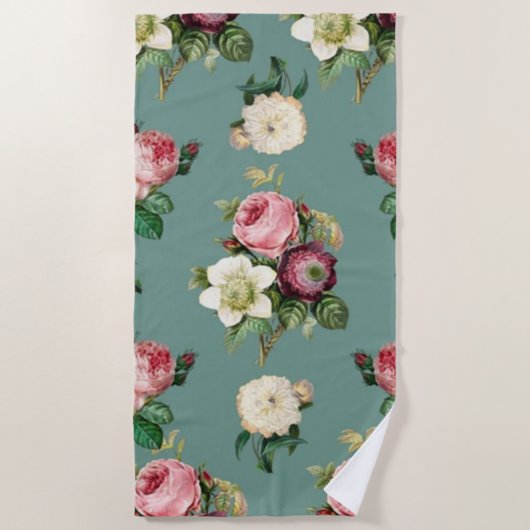 Klassische Rose und Jade Strandtuch (Vorderseite)