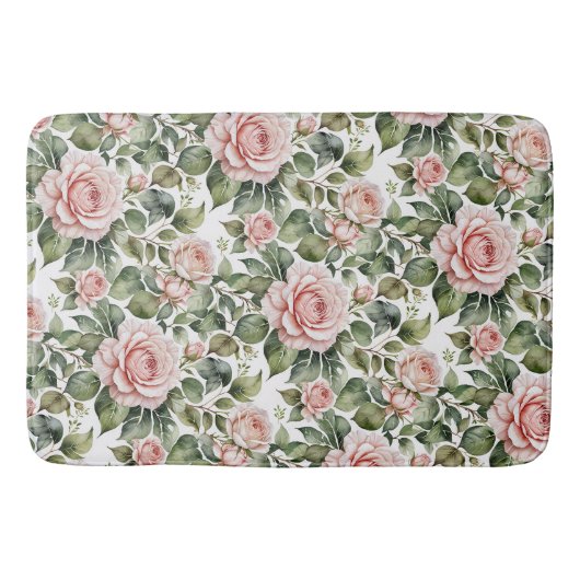 Klassische Rosen & Blätter Badematte (Vorderseite)