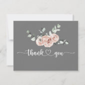 Klassische Rosenblütenblütenhochzeit Dankeskarte (Vorderseite)