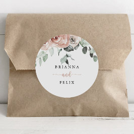 Klassische Rosenblütenhochzeitungen - Umschlag Auf Runder Aufkleber