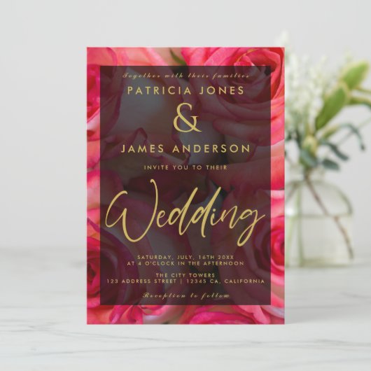 Klassische Rosenüberlagerungen Einladung (Stehend Vorderseite)