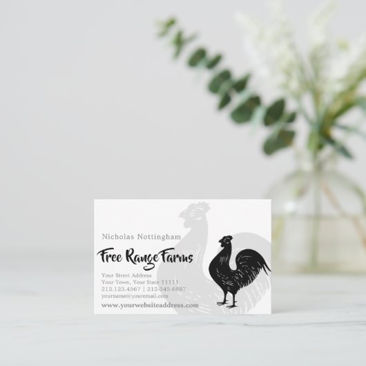 Klassische Roster-Geflügelfarm oder Restaurant Visitenkarte (Stehend Vorderseite)
