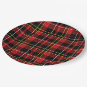 Klassische Rot-Gelb-Tartan Streifen Pappteller (Schrägansicht)