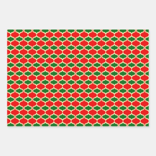 Klassische Rot-Grün- und Gold-Urlaubsmuster Geschenkpapier Set (Vorderseite 3)