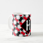 klassische Rot-Schwarz Monogram Erstdekoration Kaffeetasse (Vorderseite Links)