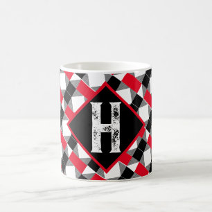 klassische Rot-Schwarz Monogram Erstdekoration Kaffeetasse