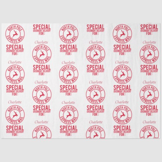 Klassische Rot- und Weißnamen aus Nordpol Seidenpapier (Vorderseite)