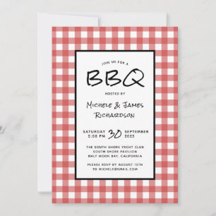 Klassische Rot-Weiß-Gingham-BBQ-Picknick-Party Einladung