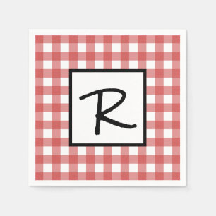 Klassische Rot-Weiß-Gingham-BBQ-Picknick-Party Serviette