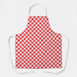 Klassische Rot-Weiß-Gingham-   PlaidApron Schürze