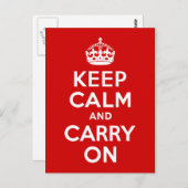 Klassische Rot-Weiß-Ruhe halten und weiter tragen Postkarte (Vorne/Hinten)