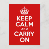 Klassische Rot-Weiß-Ruhe halten und weiter tragen Postkarte (Vorderseite)