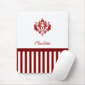 Klassische rot-weiße Damasle mit Streifen und Name Mousepad (Mit Mouse)