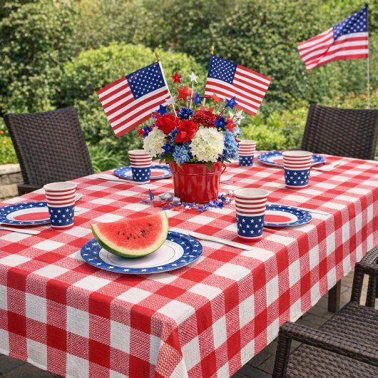 Klassische rot-weiße Gingham-Tischdecke Tischdecke