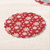 Klassische Rot-Weiße Schneeflocke Nahtloses Muster Untersetzer (angewinkelt)