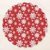 Klassische Rot-Weiße Schneeflocke Nahtloses Muster Untersetzer (Vorderseite)