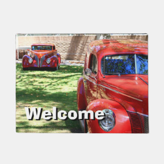 Klassische rote Autos Fußmatte