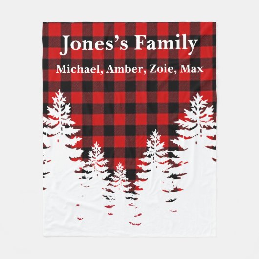 Klassische rote Büffel mit karierten Kiefern Fleecedecke (Vorderseite)