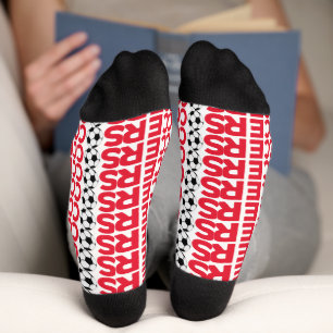 Klassische rote Fußballtypografie Fett Sports Fan Socken