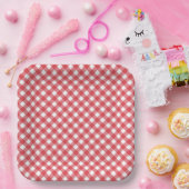 Klassische rote Gingham-Papierplatten Pappteller (Party)