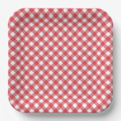 Klassische rote Gingham-Papierplatten Pappteller (Vorderseite)