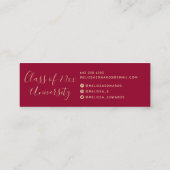 Klassische rote Klasse für Abschluss Foto Telefonnummerkarte (Rückseite)