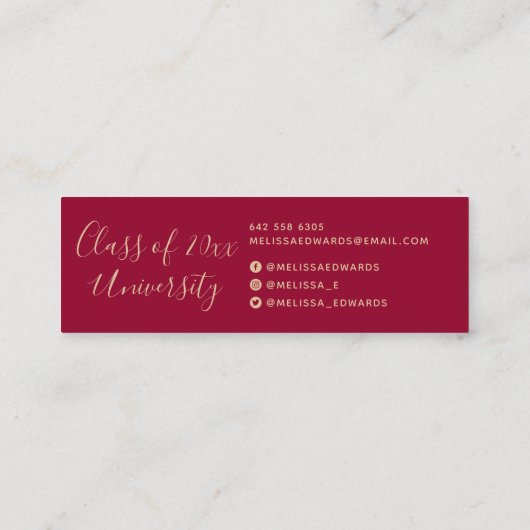 Klassische rote Klasse für Abschluss Foto Telefonnummerkarte (Rückseite)