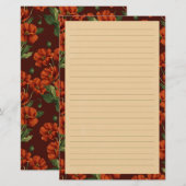 Klassische rote Mohnblumen liniiert Briefpapier (Vorne/Hinten)