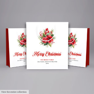 Klassische rote Poinsettie-Weihnachtsfeiertags-Tas Mittlere Geschenktüte