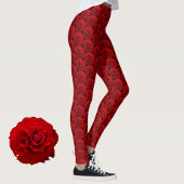 Klassische Rote Rosen auf schwarz Leggings