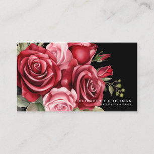 Klassische Rote Rosen Schwarze Visitenkarten Visitenkarte
