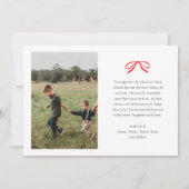 Klassische rote Schleife Foto Feiertagskarte (Rückseite)