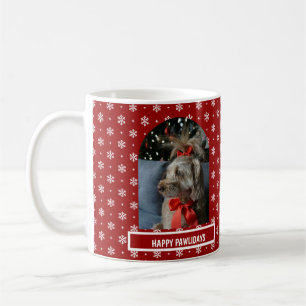 Klassische rote Schneeflocken gebogene Foto-Pet-We Kaffeetasse