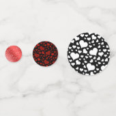 Klassische rote, schwarze und weiße Herzen Liebe Konfetti (Rückseiten)