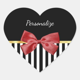 Klassische rote, schwarze und weiße Streifen mit N Herz-Aufkleber