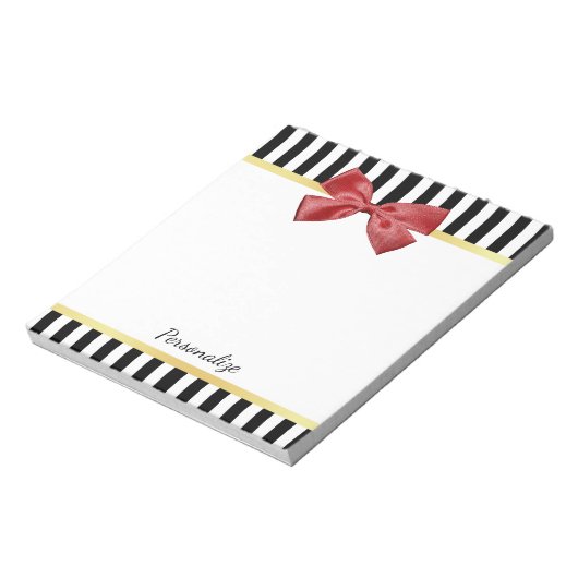 Klassische rote, schwarze und weiße Streifen mit N Notizblock (Rotiert)